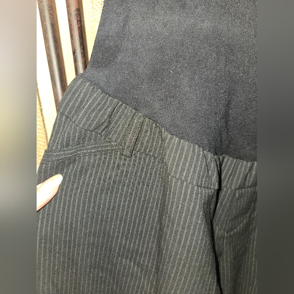 Women's Motherhood Maternity Black Pinstripe Pants Size XL - Picture 2 of 12